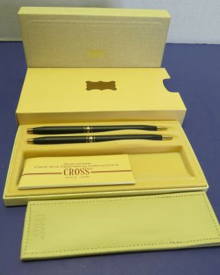 Vintage Cross Ladies Classic Black Ball Pen And Pencil Set 2541