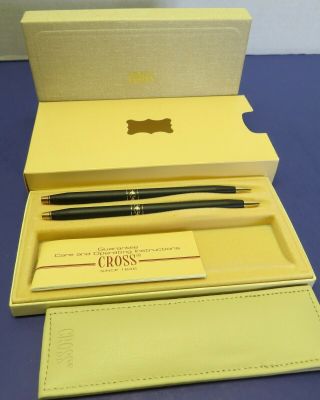Vintage Cross Ladies Classic Black Ball Pen and Pencil Set 2541 2