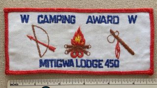 Vintage Mitigwa Lodge 450 Order Of The Arrow Camping Award Patch Oa Www Iowa