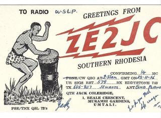 Qsl 1956 Southern Rhodesia Radio Card
