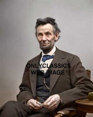 1865 United States President Abraham Lincoln Colorized 8x10 Photo Razor Sharp