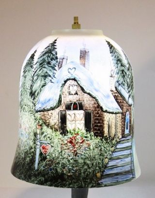Sweetheart Cottage Ii Thomas Kinkade Art Table Lamp Glass Bell Shade 2 " Fit