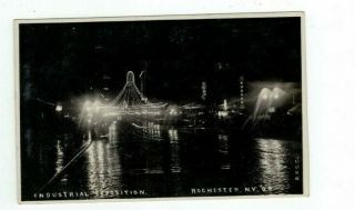 Ny Rochester York Antique Real Photo Rppc Post Card Industrial Expo At Night