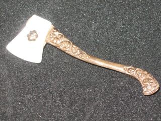 Antique Carry A Nation - Hatchet Axe Mother Pearl Pin - Vintage Prohibition Brooch
