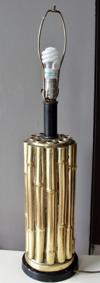 Vintage 68 Pieri Tullio Mid Century Hollywood Regency Bamboo Gold Chalkware Lamp