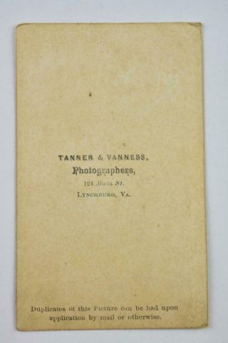 Vintage CDV Photo Young Man Tanner & Vanness photographers Lynchburg Va 2