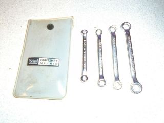 Vintage - V - Craftsman 4 Pc Metric Midget Box End Ignition Wrench Set W/pouch Usa