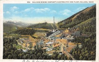 F27/ Kellogg Idaho Postcard C1930s Sullivan Mining Zinc Plant