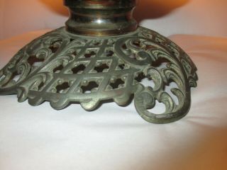 BANQUET OIL LAMP BASE NO TANK PINK FLOWERS 4