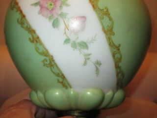 BANQUET OIL LAMP BASE NO TANK PINK FLOWERS 6