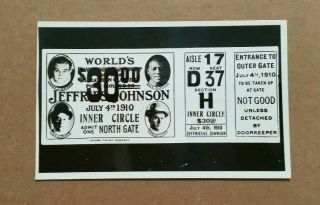 Jim Jeffries Vs Jack Johnson,  Boxing Match (july 4,  1910) Ticket,  Rppc,  1930 