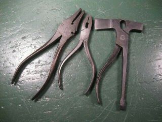 Old Vintage Mechanics Tools Rare Small Pliers Group 3 Types Wrenches.