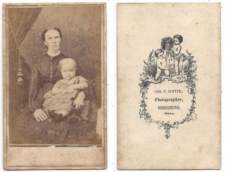 Cdv Lady With Young Child Carte De Visite By Potter Of Youngstown Ohio