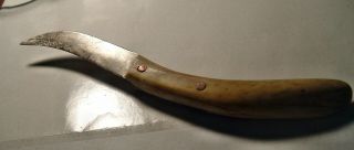 Antique Hand Made Antler Handle Curved One Of A Kind Knife