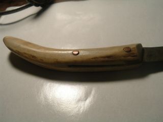 Antique Hand made Antler handle Curved One of a kind Knife 3