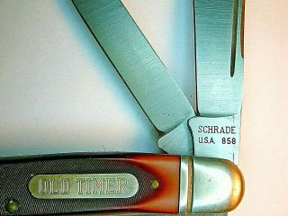 Usa Old Timer Schrade Cutlery 858 Folding Knife Stainless Steel 3 Blade