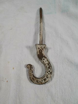 Antique Victorian Embossed East Lake Cast Iron Hook 9&1/4in Tall