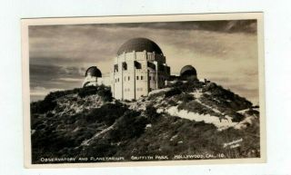 Ca Hollywood California Antique Real Photo Rppc Post Card Griffith Pk Obs.