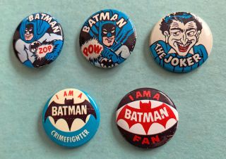 Batman 1 Inch Buttons 1966 Five Different Joker - I Am A Batman Fan Creative Hse
