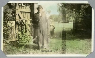 938 Hand Tint,  Woman In The Yard,  Vintage Photo