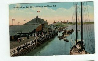 Ca San Diego California Antique Post Card Coronado Tent City From Bay Side