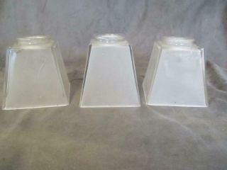 3 Vintage Arts & Crafts Mission Frosted Glass Shades - 2 - 1/4 " Fitter Ksc169