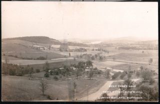 Oakland Md Deep Creek Lake From Rodeheavers Hill Vtg Rppc Postcard Old Photo Pc