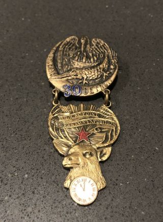 Bpoe Elks Pin Badge 1910 Orleans 30 Detroit,  Logical Point Panama Exposition