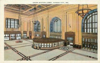Missouri Postcard: Union Station Lobby,  Kansas City,  Mo