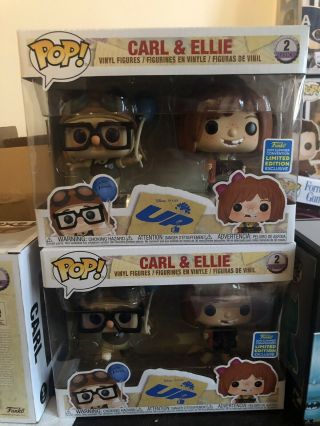 Funko Pop Up Carl And Ellie 2 - Pack Boxlunch Sdcc Exclusive In Hand Near