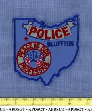 Bluffton (old Vintage) Ohio Sheriff Police Patch State Shape Cheesecloth