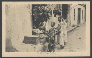 Zanzibar Vintage Postcard An Indian Shop
