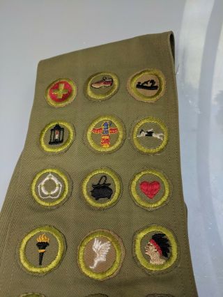 Vintage 1950 ' s Boy Scout Sash with 19 Merit Badges 2