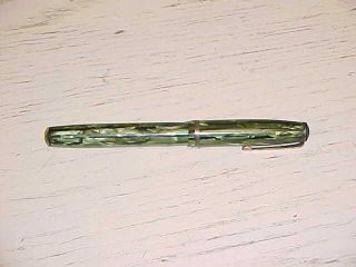 Vintage Wearever Green Metallic Fountain Pen Silver Palladium Alloy Tip Usa