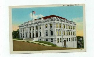 Il Alton Illinois Antique Linen Post Card City Hall View