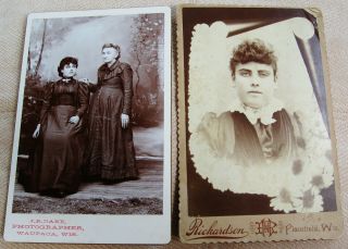 Post Mortem Cabinet Photo Of Mother & Dead Daughter & Memorial Card Wisconsin