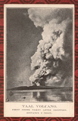 Taal Volcano 1st Photo Taken After Eruption Philippines Vintage Postcard