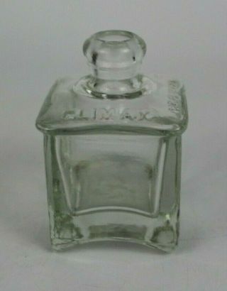 Antique Vtg Clear Glass Climax Ink Well Bottle Pat.  Pending Heavy Glass 4 "