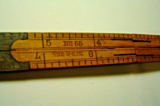 Vintage C & S Co Folding Ruler Measure Wood Brass 12 " No 55 3 " Folded Up