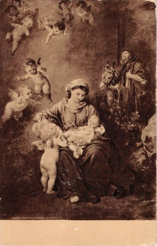 Angels On Old Sepia - Toned Religious Nativity Pc - The Holy Family By Ludwig Knaus