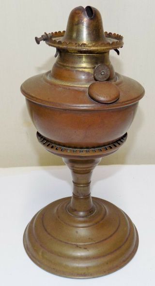 Early 1857 Antique Brass Non Explosive Hand Oil Fluid Lamp Miller Burner