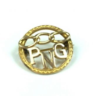 Vtg Png Odd Fellows 10k Gold Award Pin Triple Link Post Noble Grand Yellow Gold