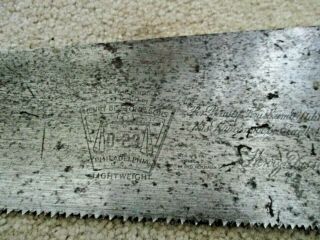 Vintage Henry Disston & Sons D - 23 Lightweight Hand Saw 26 