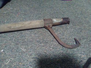 Antique Cast Iron Cant Hook Log Roller Peavey No 228 Mfc Co Brewer Maine