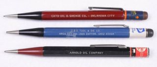 3) Vintage Autopoint Advertising Mechanical Pencil Kendall Oil Cato Oil F&g Tool