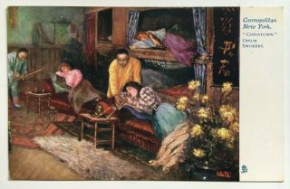 Ny Postcard Cosmopolitan York Chinatown Opium Smokers Raphael Tuck Oilette