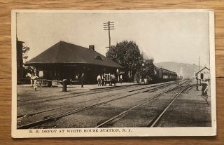 Whitehouse Station,  Nj 1920 Postcard View Railroad Depot White House Jersey