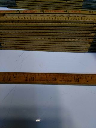 2 Vintage Lufkin No.  X46 Wood Folding Carpenter Rule With Brass 6 