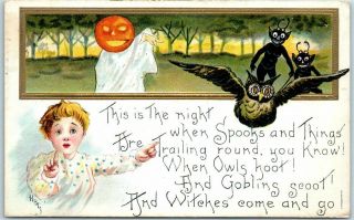 Vintage Artist - Signed H.  B.  Griggs Halloween Postcard " Spooks And Things… " 1910