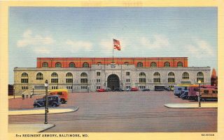 Baltimore Maryland 1940s Linen Postcard 5th Regiment Armory